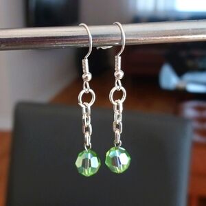 Peridot Green AB Swarovski Crystal Earrings - New Item